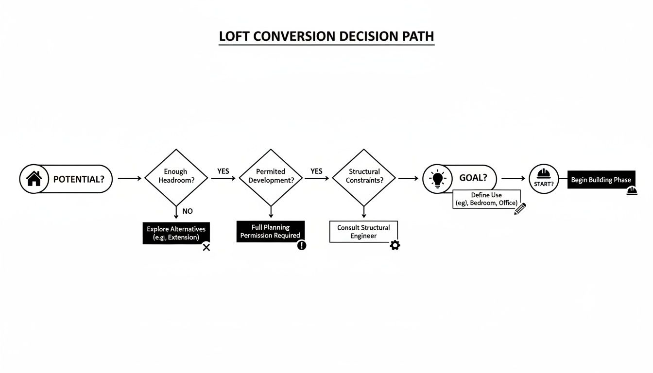 A detailed flowchart for a loft conversion project in Southampton.
