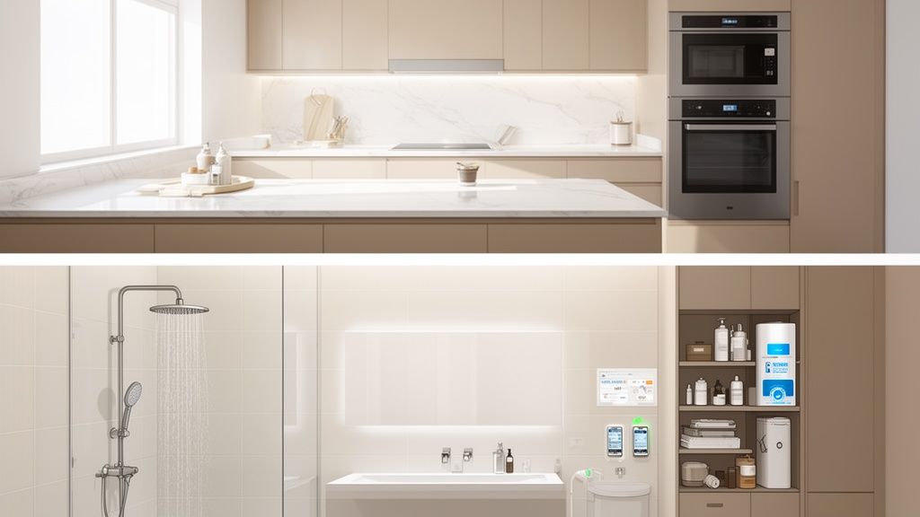 A modern kitchen and contemporary bathroom in a Bournemouth home.