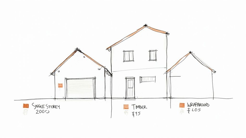 A stylish kitchen in a newly built house extension in Bournemouth, featuring modern appliances and bi-fold doors.