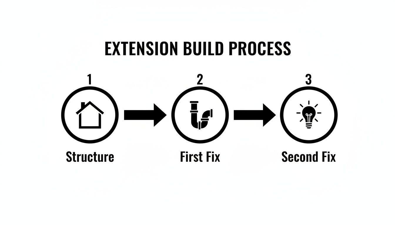 The build process for a house extension in Bournemouth and Southampton