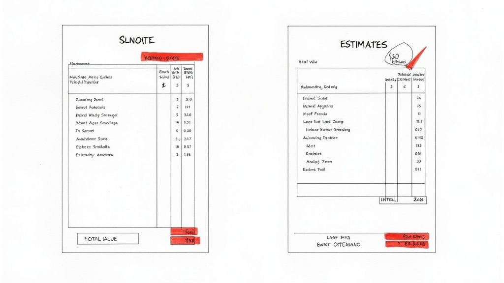 A builder in Poole reviews project quotes and blueprints for a Southampton build