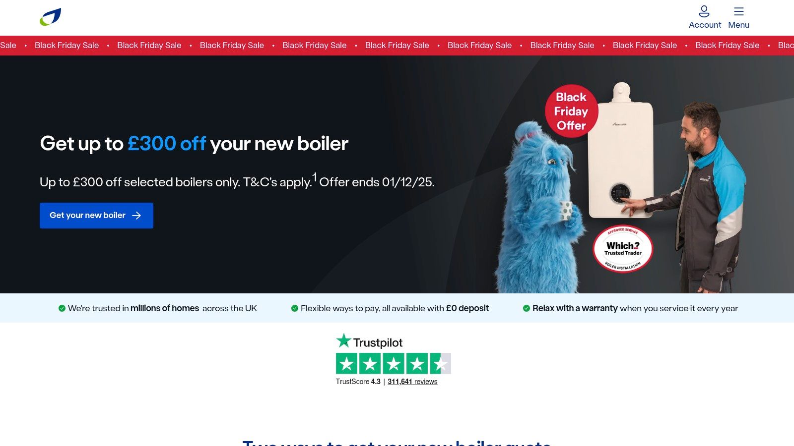 A British Gas engineer provides a boiler installation quote in Poole.