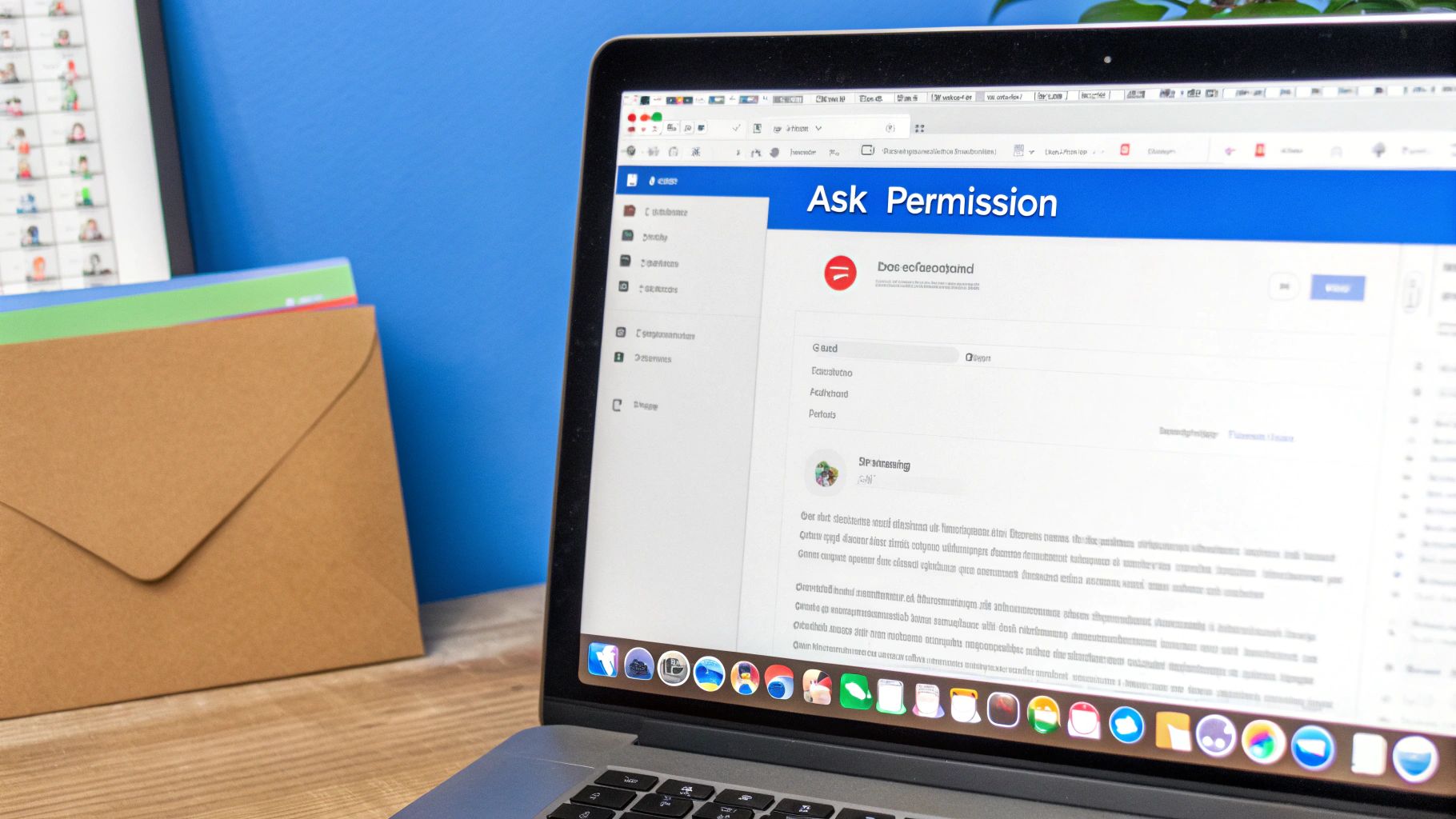 A person working on a laptop with social media icons floating around, symbolizing automation