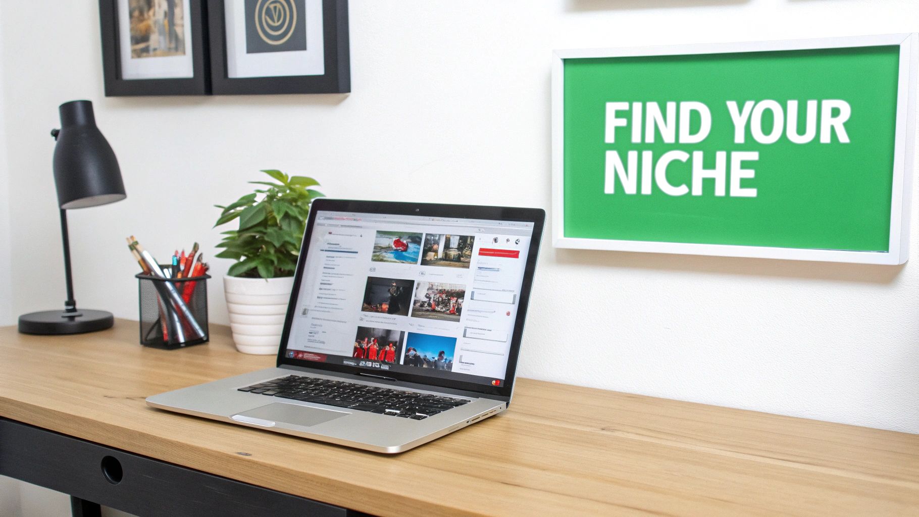 A person working on their YouTube channel strategy with a laptop and sticky notes.