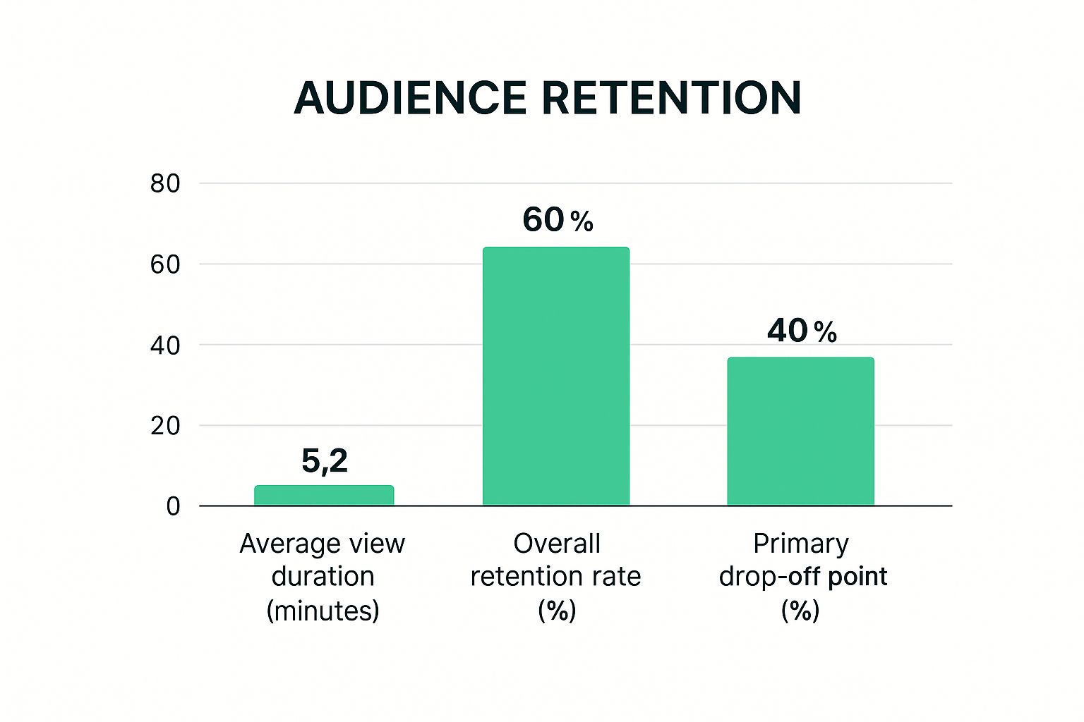 Infographic bar chart showing audience retention metrics for YouTube videos
