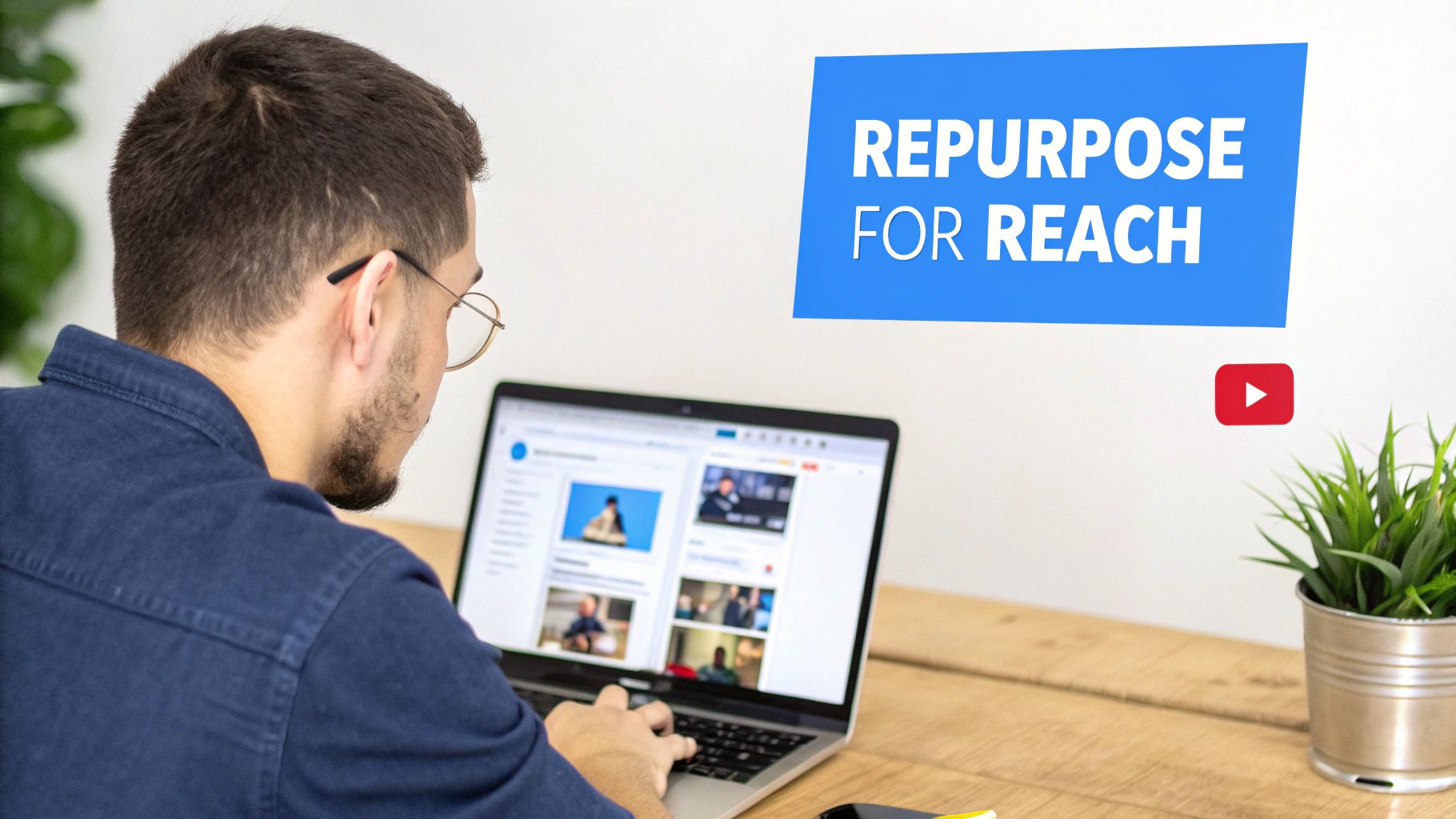 A smartphone displaying the Instagram app with a video playing, next to a laptop showing a YouTube channel.