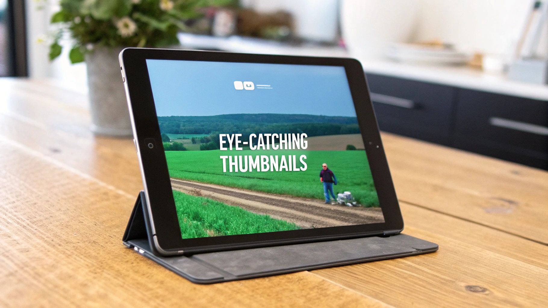 An eye-catching YouTube thumbnail being designed on a computer screen