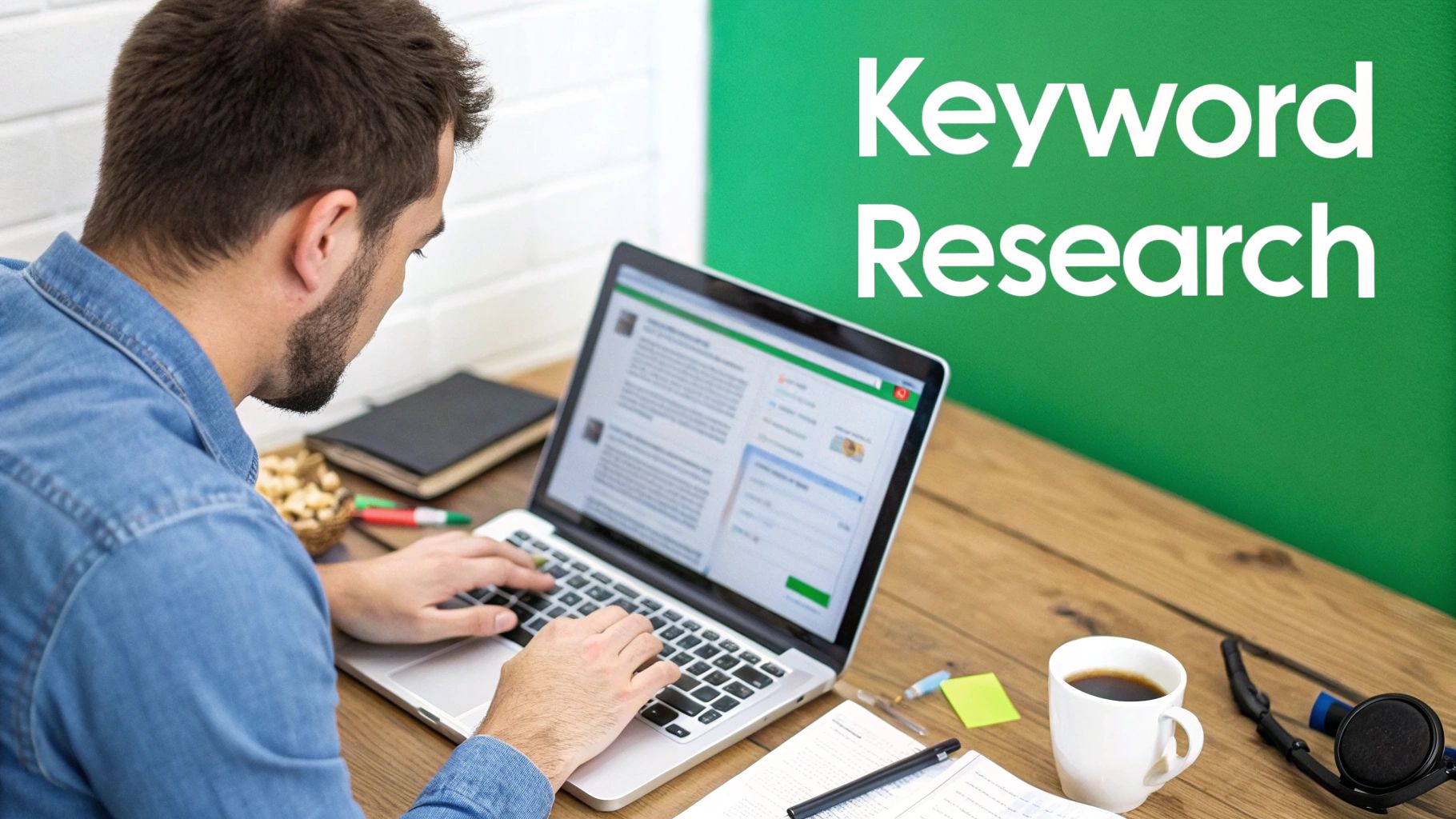 A person working on a laptop with YouTube analytics on the screen, indicating strategic planning for video optimization.