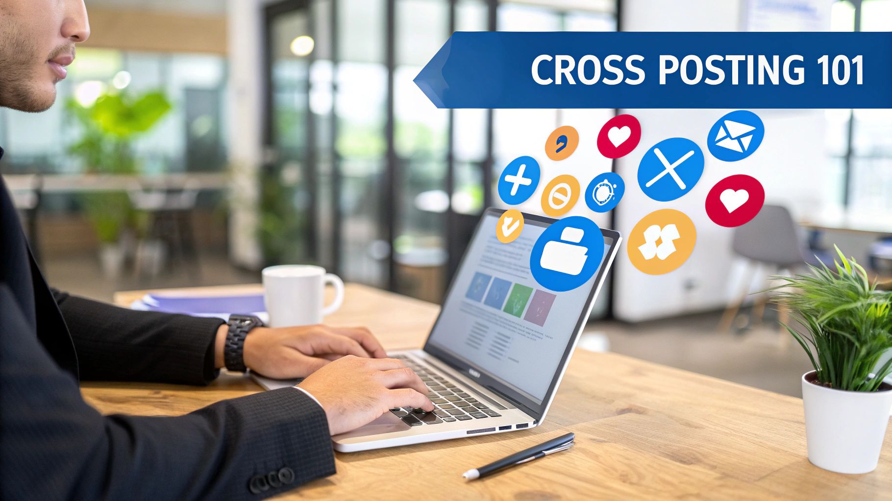 Image of person working on social media