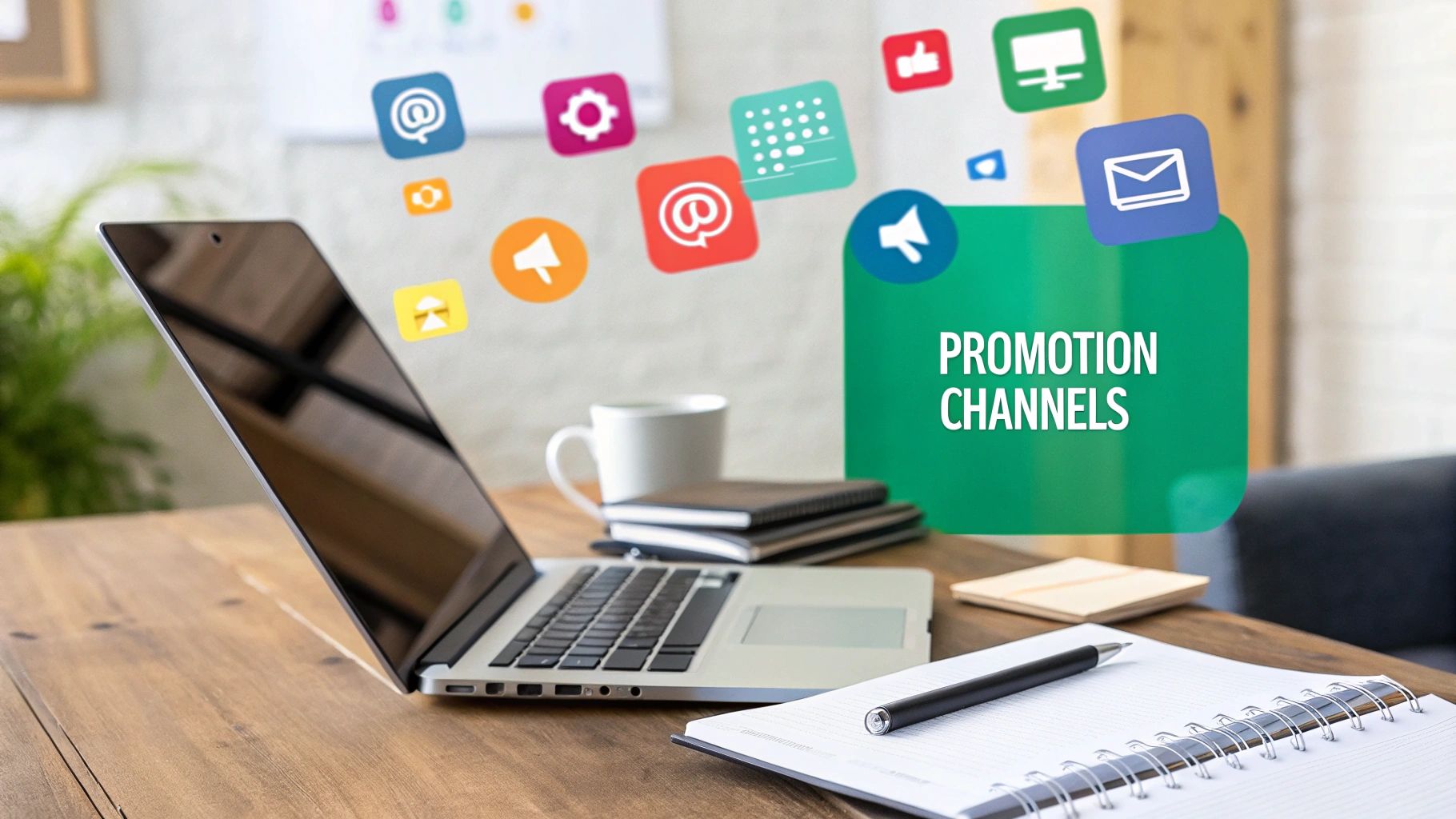 People on various devices sharing content, representing multi-channel distribution.