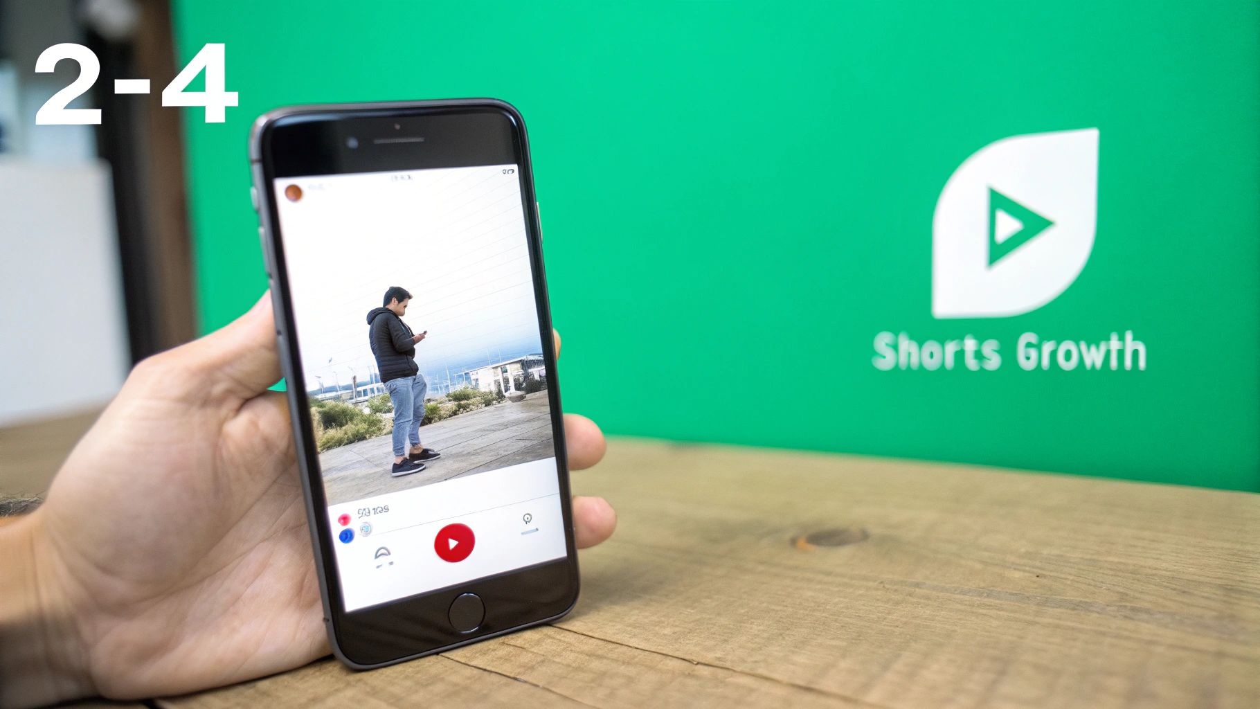 A smartphone displaying the YouTube Shorts interface, highlighting its mobile-first design.