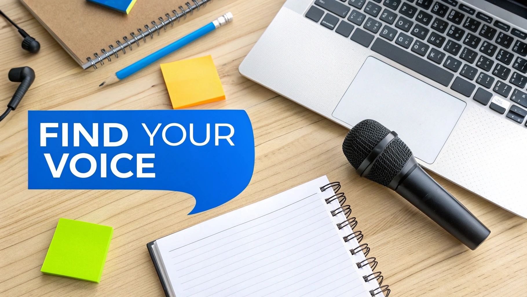 Two people collaborating and looking at sticky notes on a wall, brainstorming ideas for brand voice and audience connection.