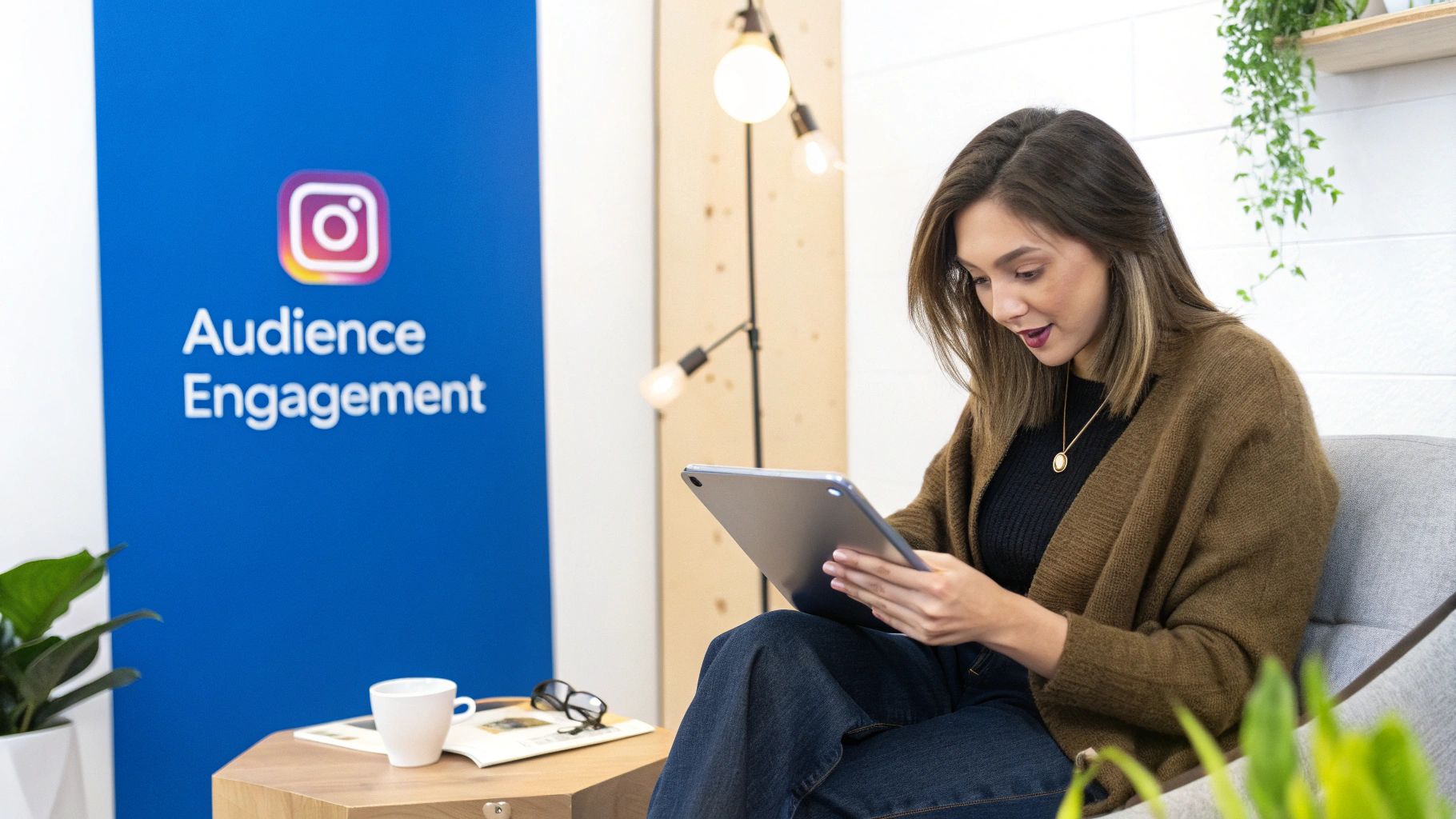 A person's hand holding a phone displaying engaging Instagram Story stickers like polls and quizzes.