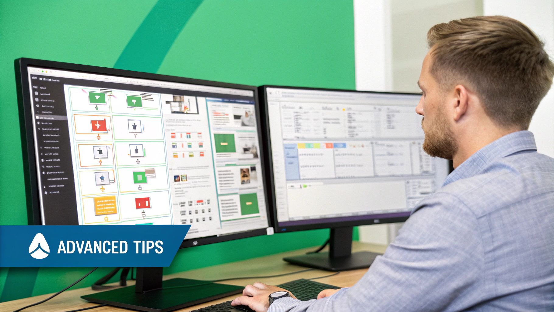 A person at a desk analyzing data on a screen, representing advanced workflow optimization.