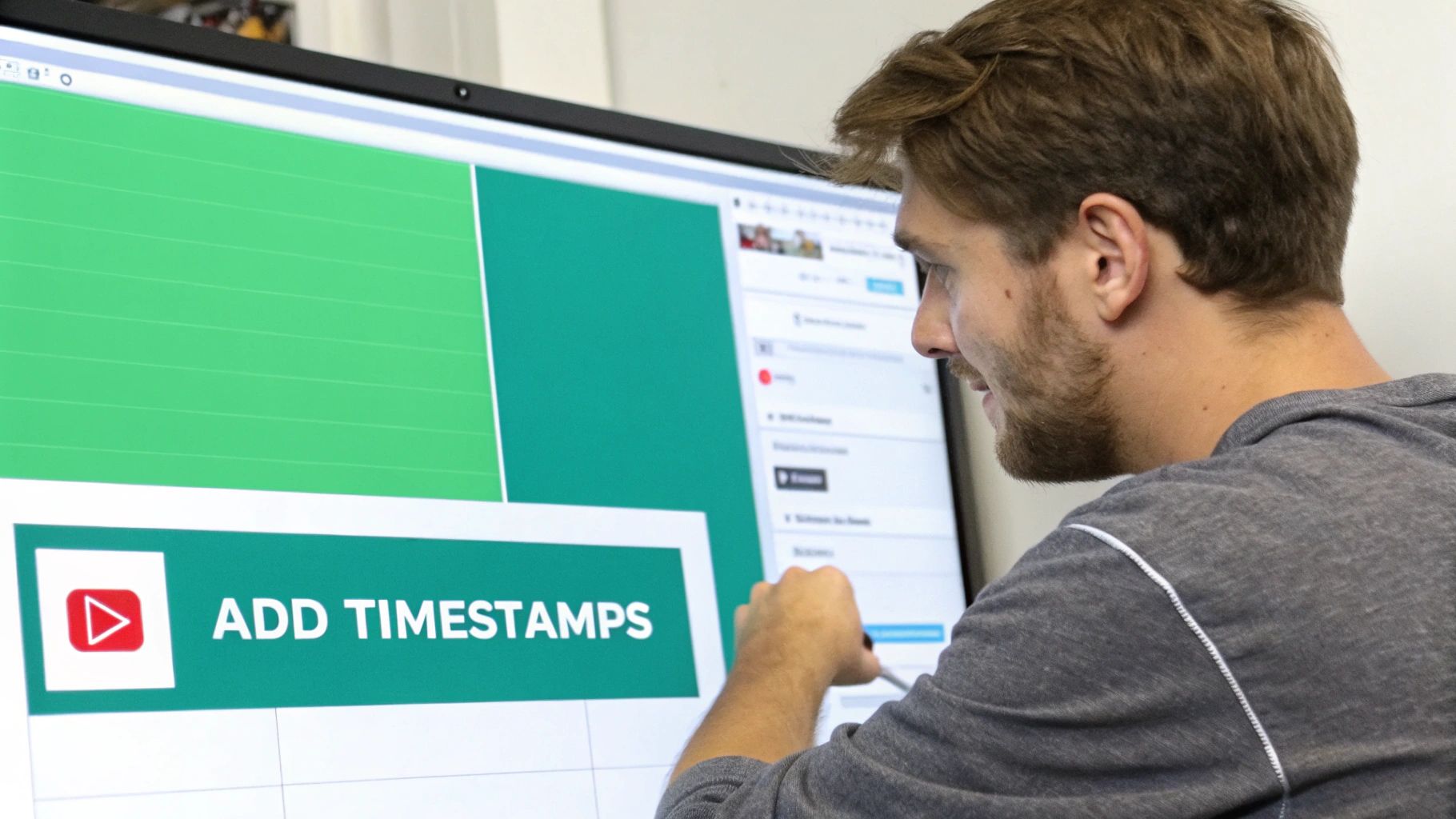 An illustration of a question mark and a YouTube play button, representing frequently asked questions about video timestamps.