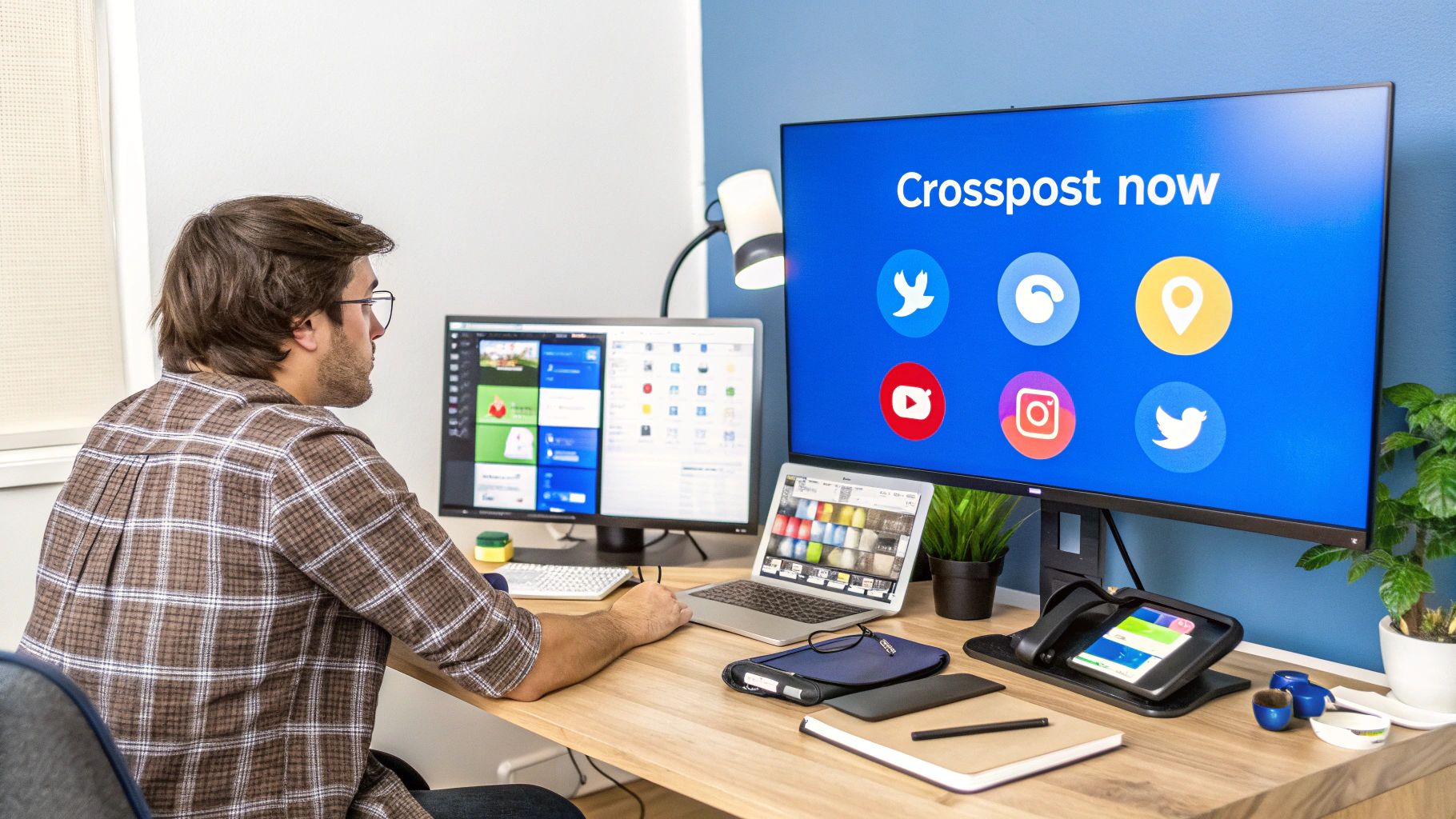 An image showcasing the efficiency of automated cross-posting