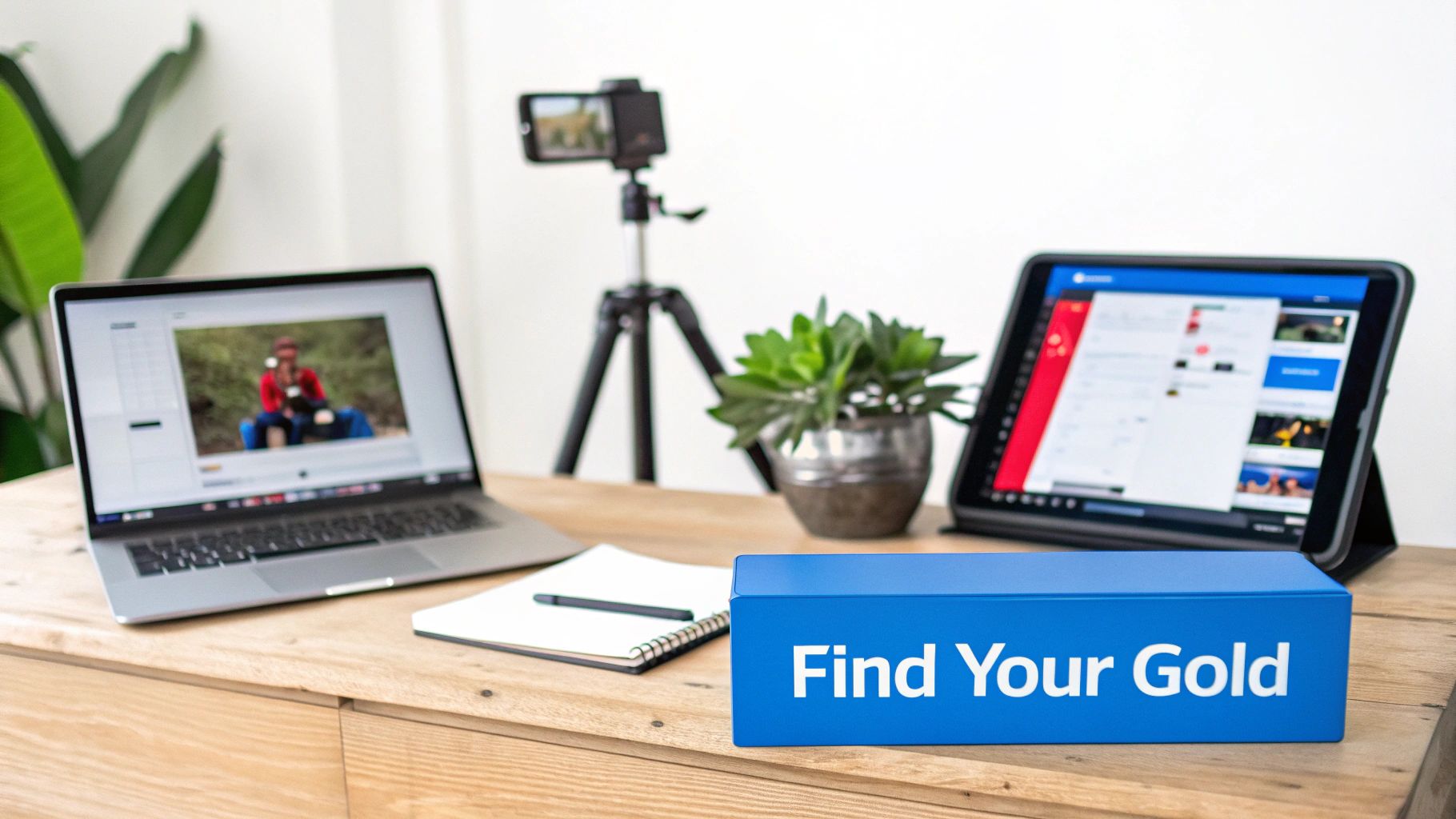 A person using a laptop with YouTube analytics on the screen, identifying key moments in a video.