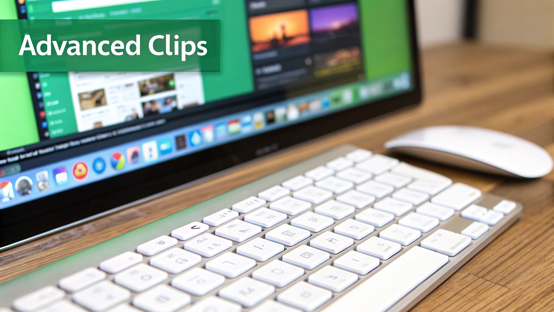 An image showing a video editing software interface with a timeline and video clips