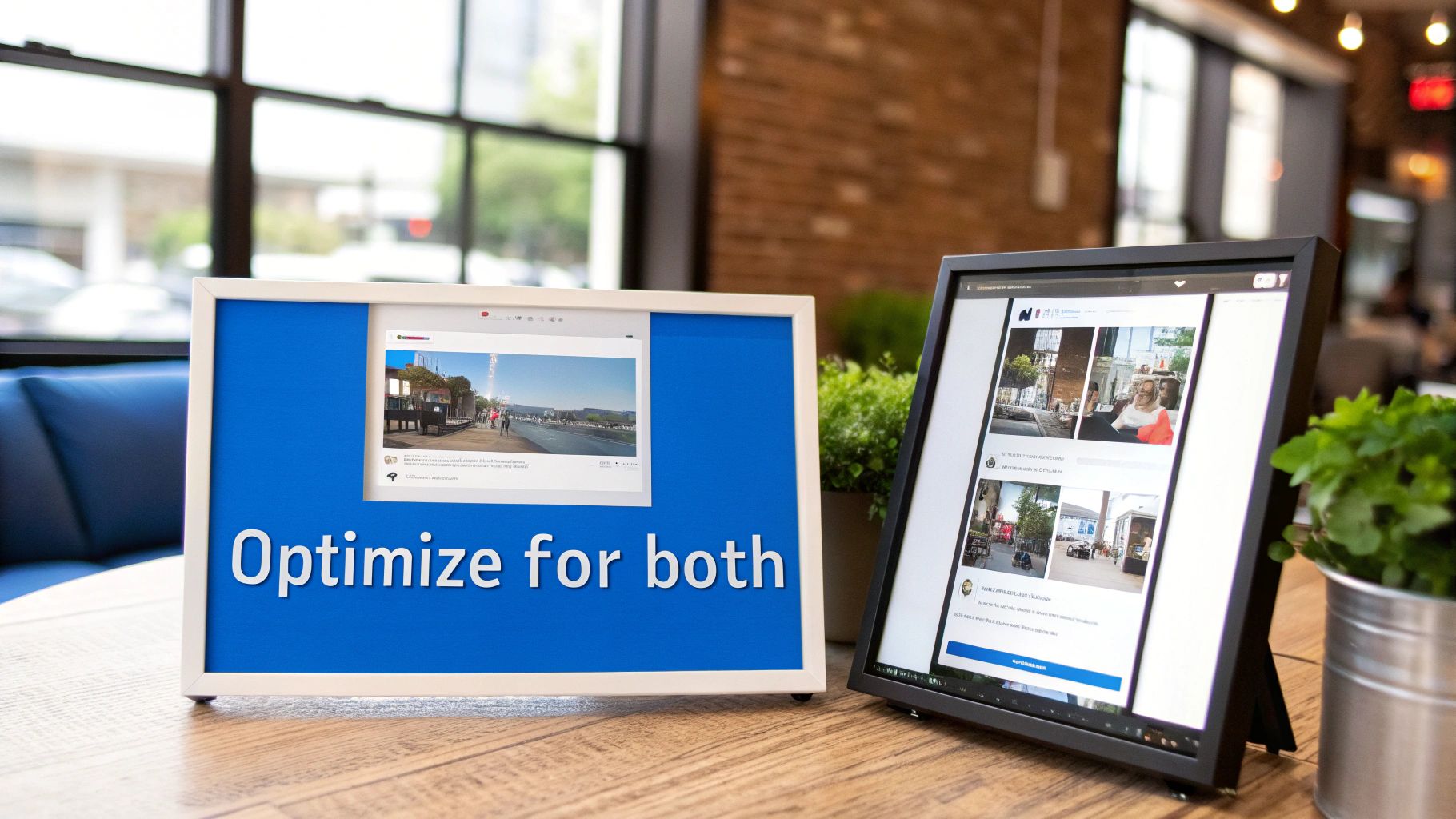 A person optimizing social media content on a laptop