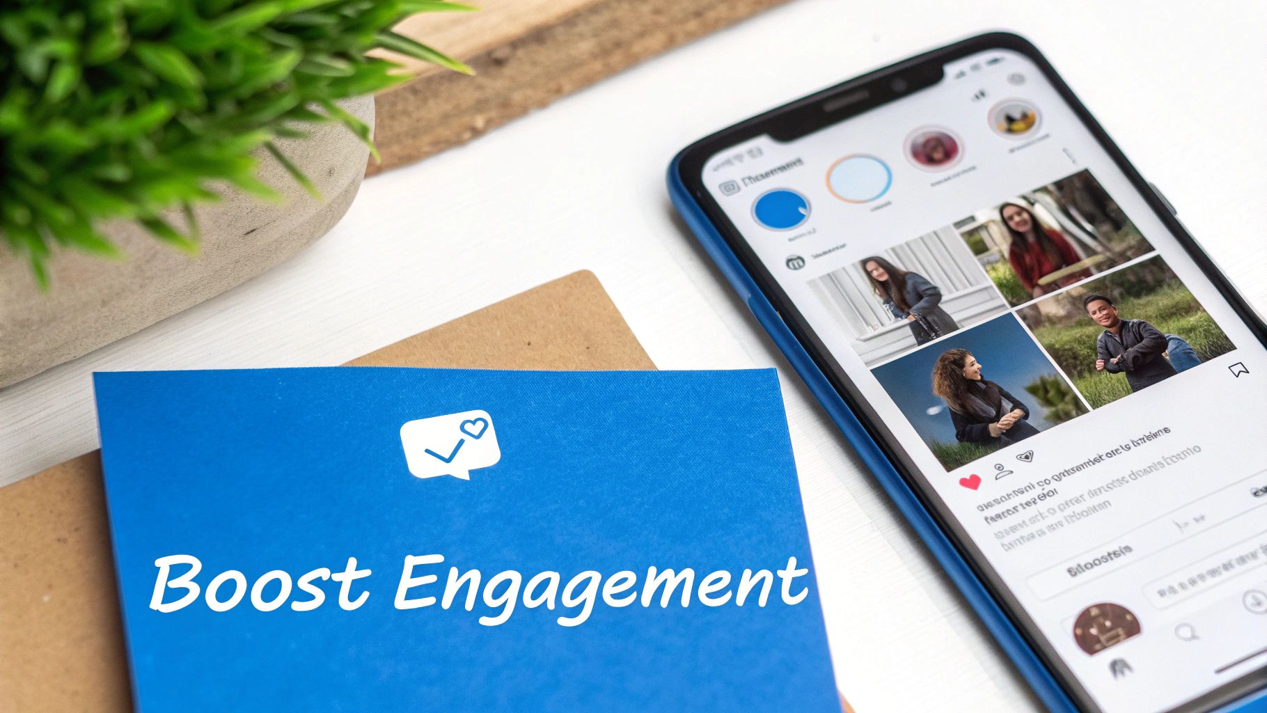 A social media analytics dashboard showing a graph with increasing engagement metrics.