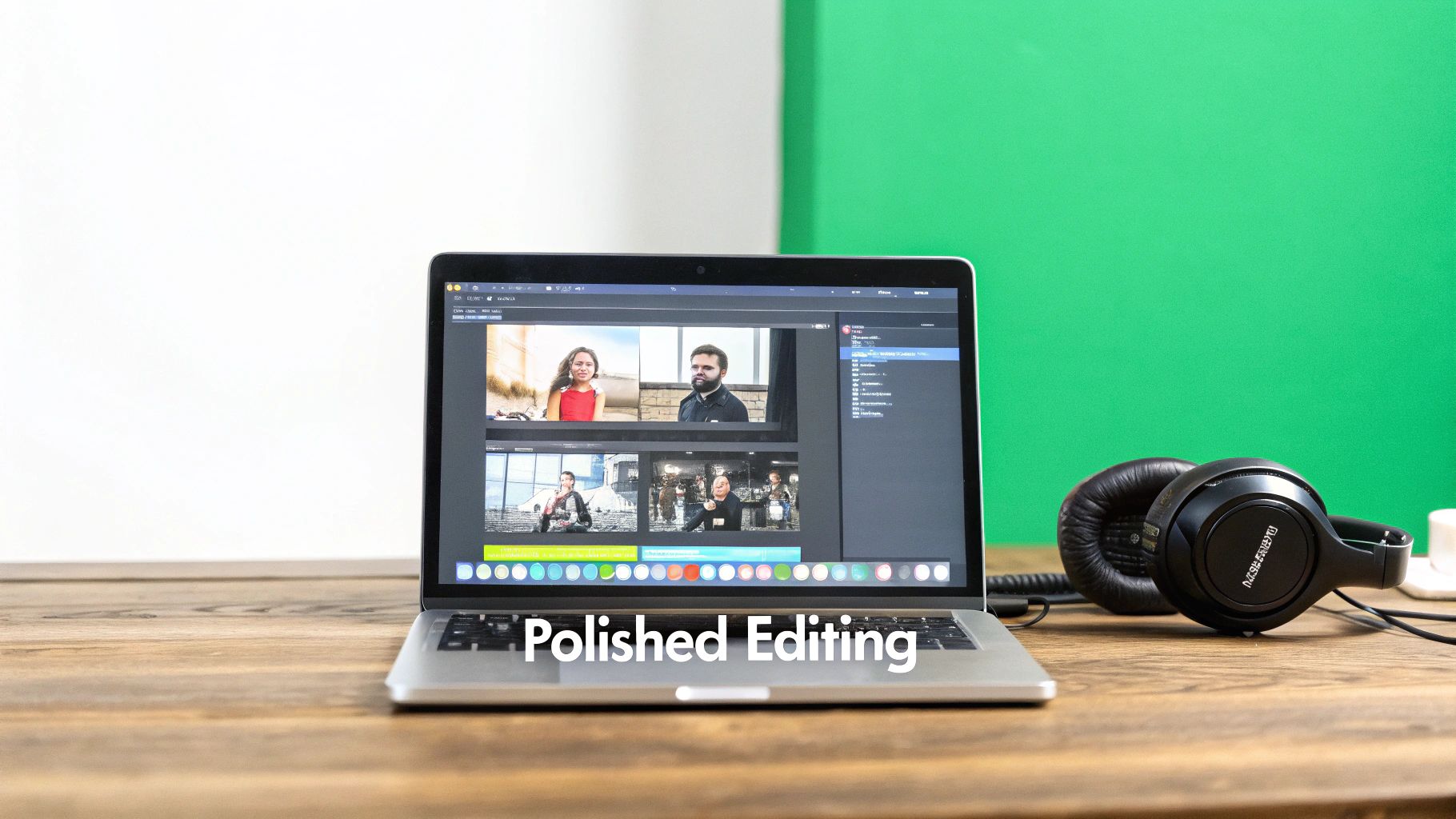 A person setting up a camera and microphone for a video recording session