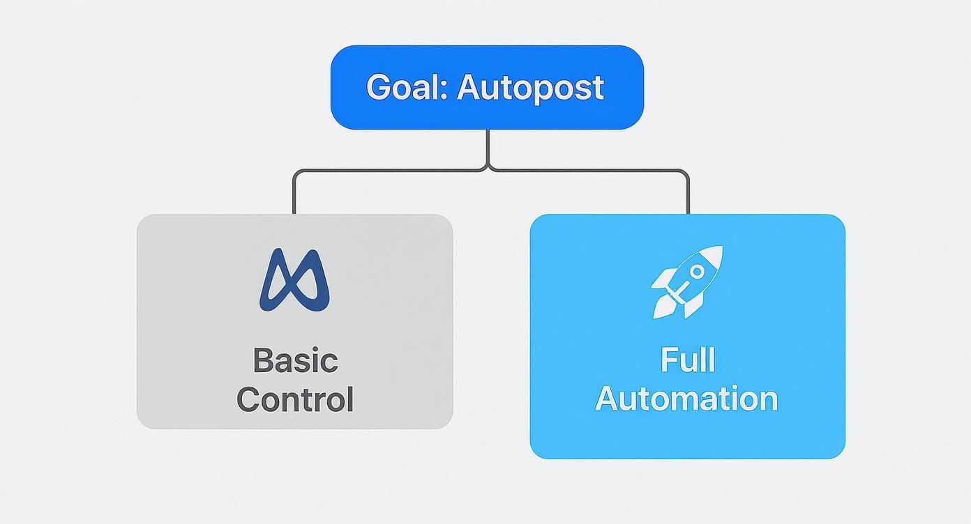 Infographic about how to automatically post facebook to instagram