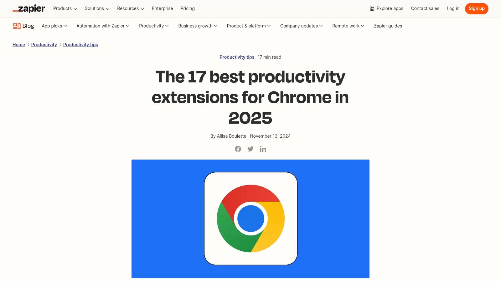 Zapier β The 17 best productivity extensions for Chrome in 2025