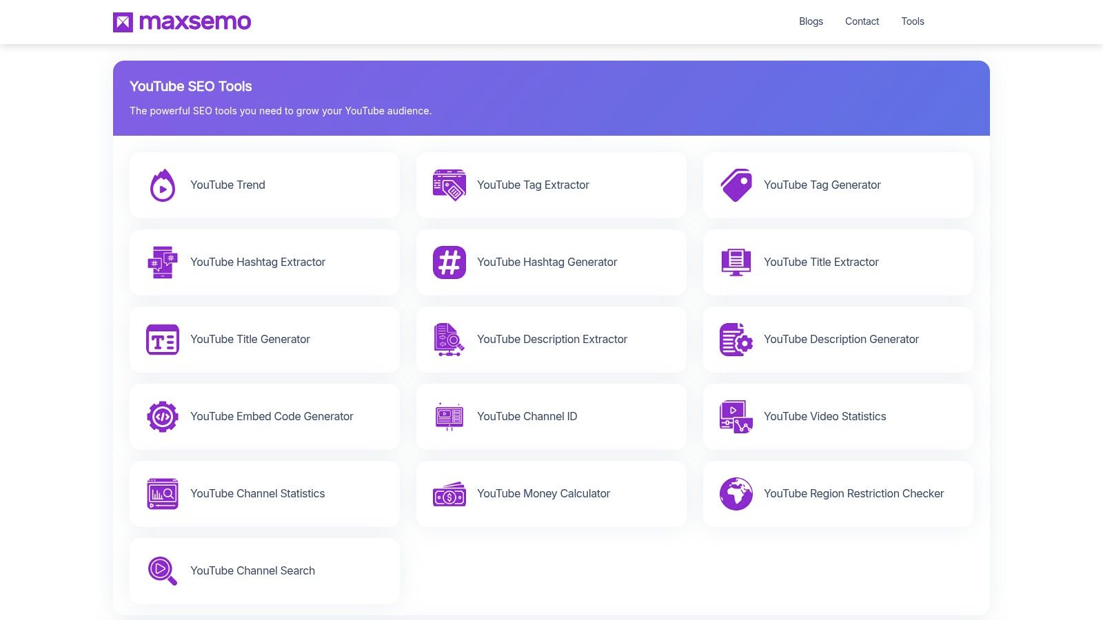 Maxsemo YouTube SEO Tools
