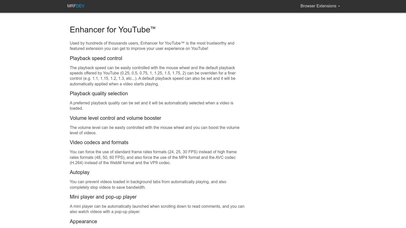 Enhancer for YouTube