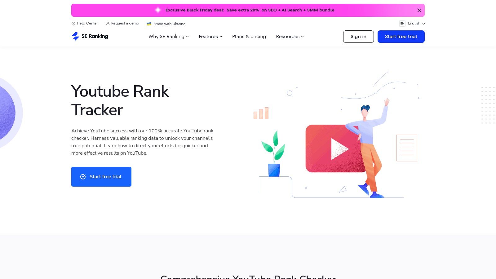 SE Ranking video rank tracker and YouTube tracker
