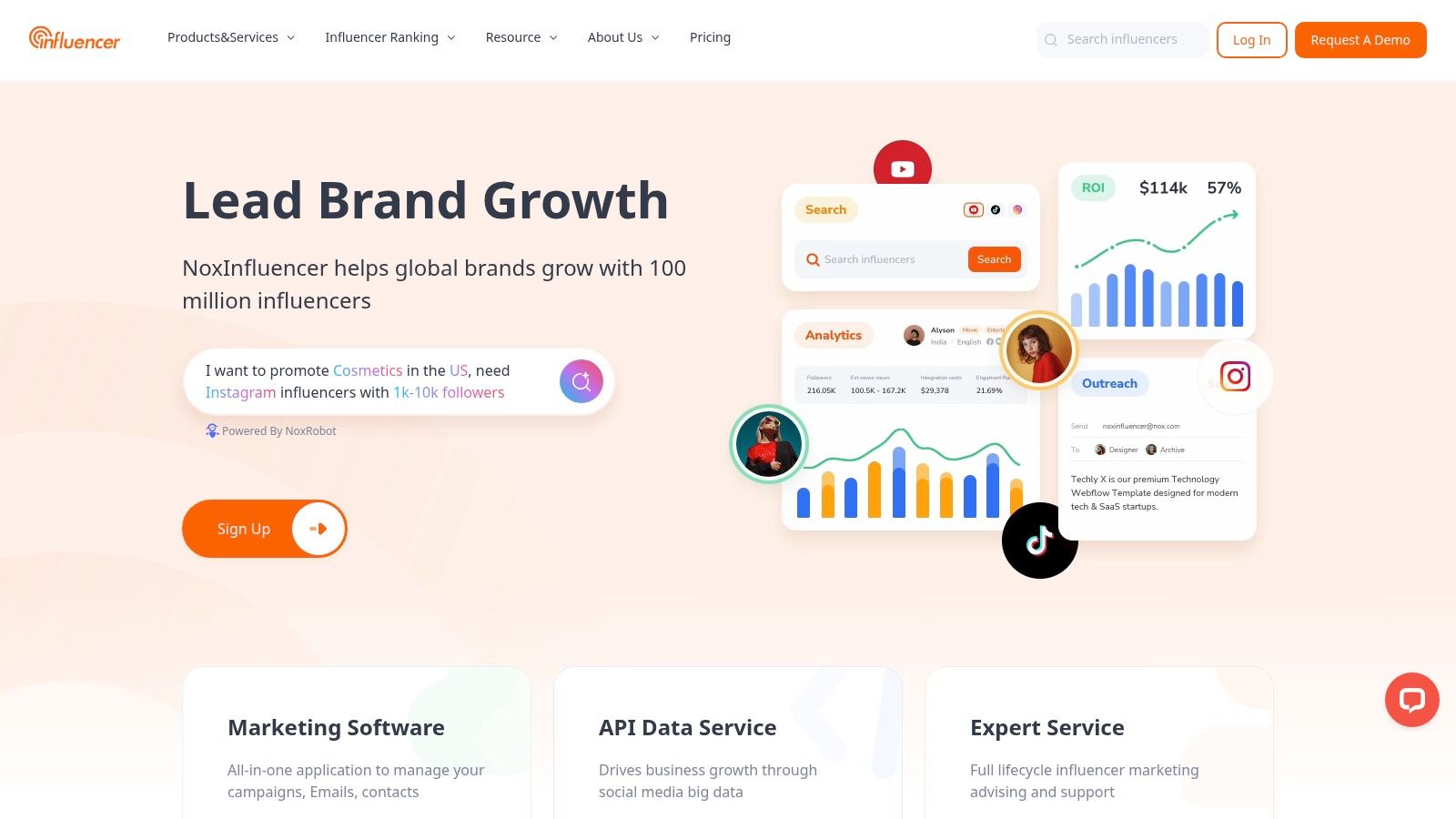NoxInfluencer's dashboard for influencer marketing