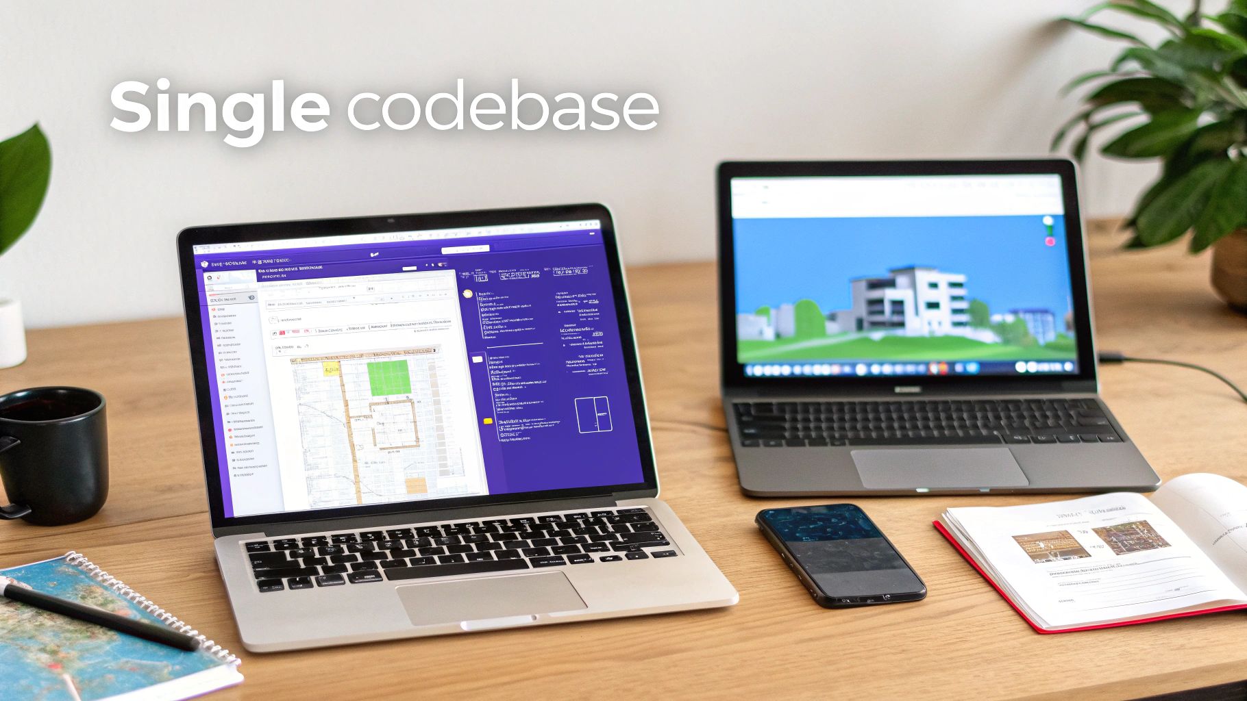 A screenshot from the official Flutter website showcasing its capabilities for building beautiful, natively compiled applications from a single codebase.