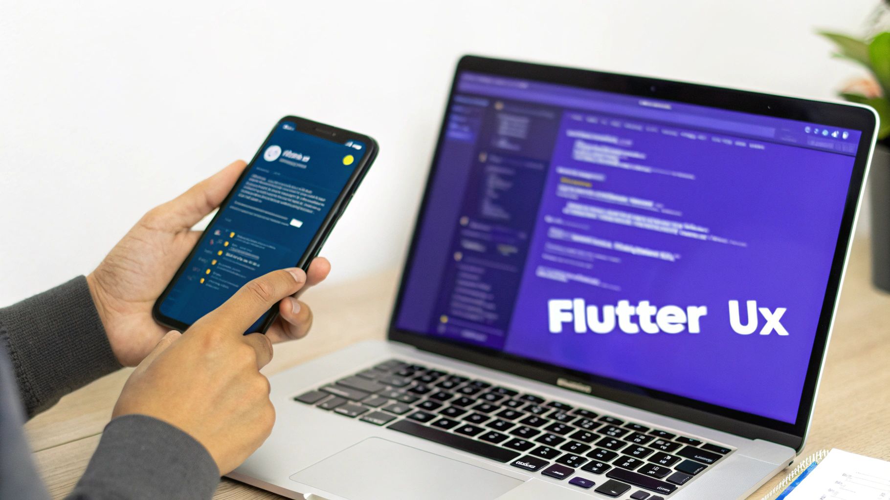 A mobile phone displaying a smoothly animated user interface, with abstract design elements suggesting speed and efficiency in the background.