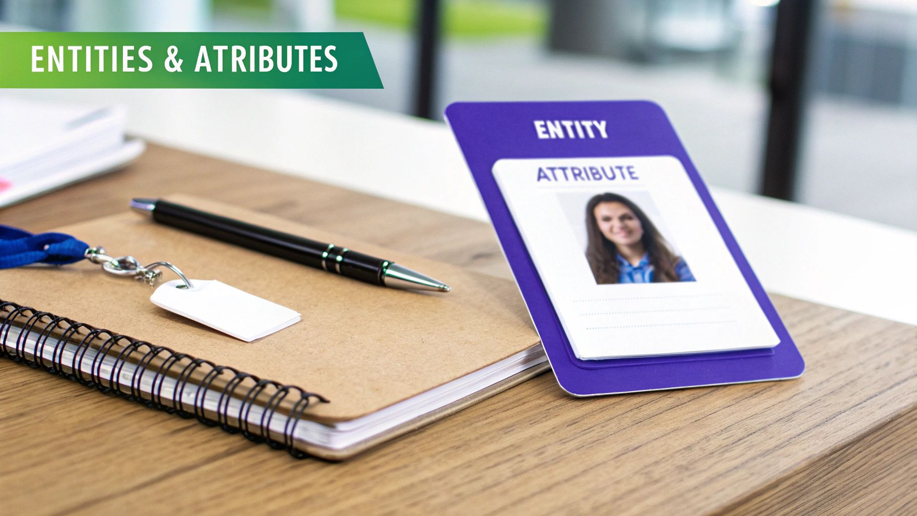 A diagram showing interconnected blocks, representing the fundamental components of an entity-relationship model.