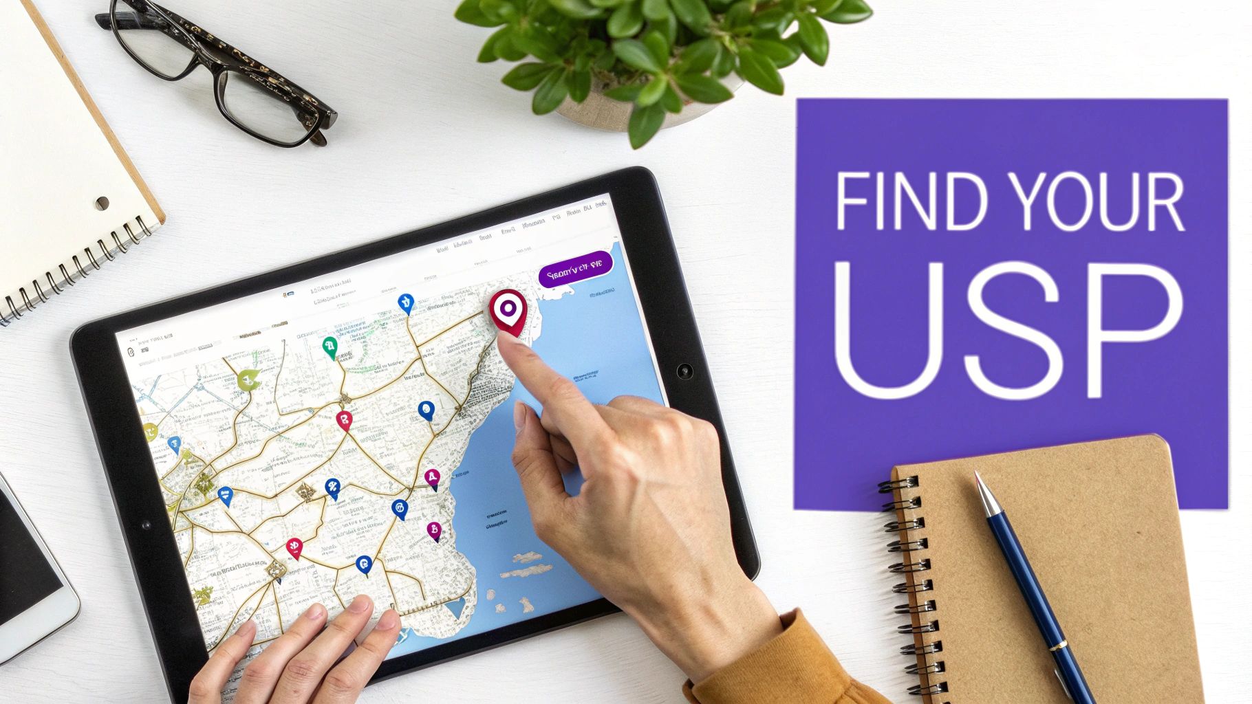 A smartphone displaying a map with location pins, representing the core functionality of a taxi booking application.