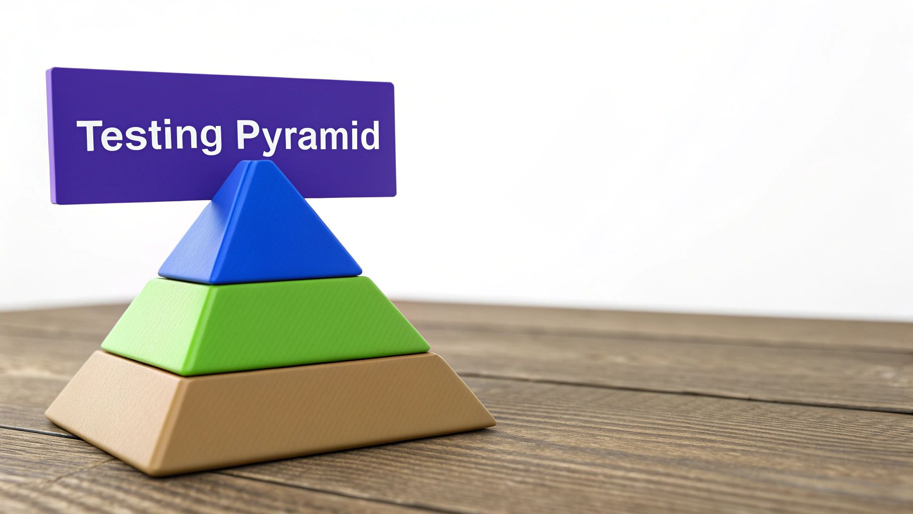 An illustration of the testing pyramid, showing Unit, Integration, and E2E tests in layers.