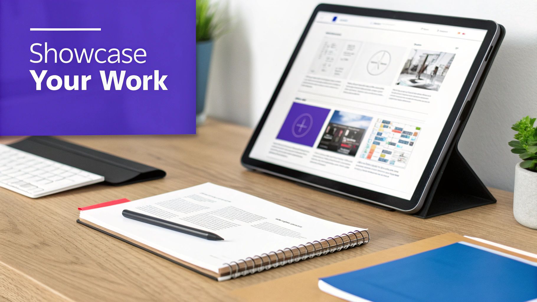 A person showcasing their UX design portfolio on a laptop to a hiring manager in a professional office setting.