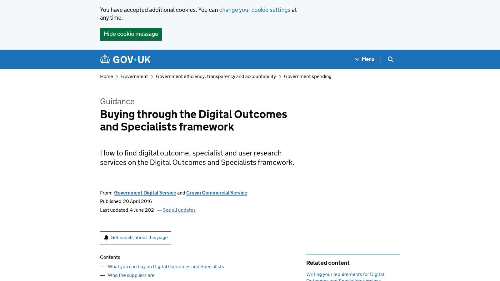 GOV.UK Digital Outcomes and Specialists (DOS)