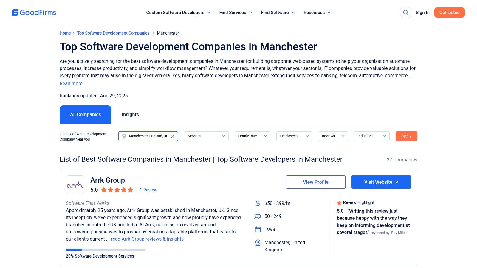 GoodFirms – Top Software Development Companies in Manchester
