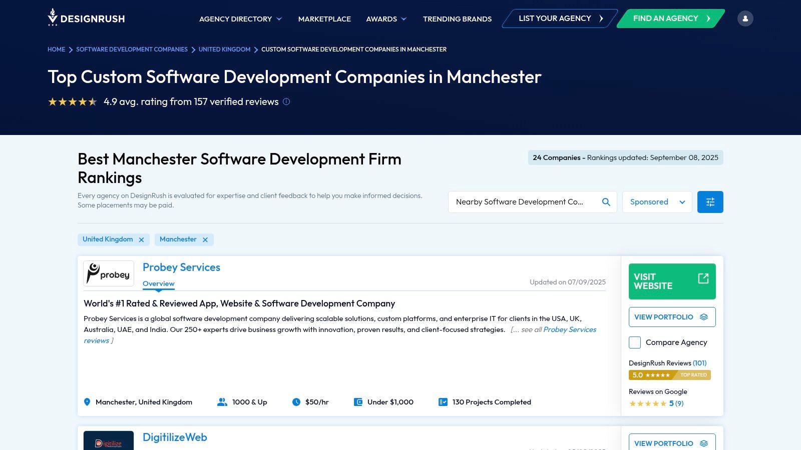 DesignRush – Top Custom Software Development Companies in Manchester