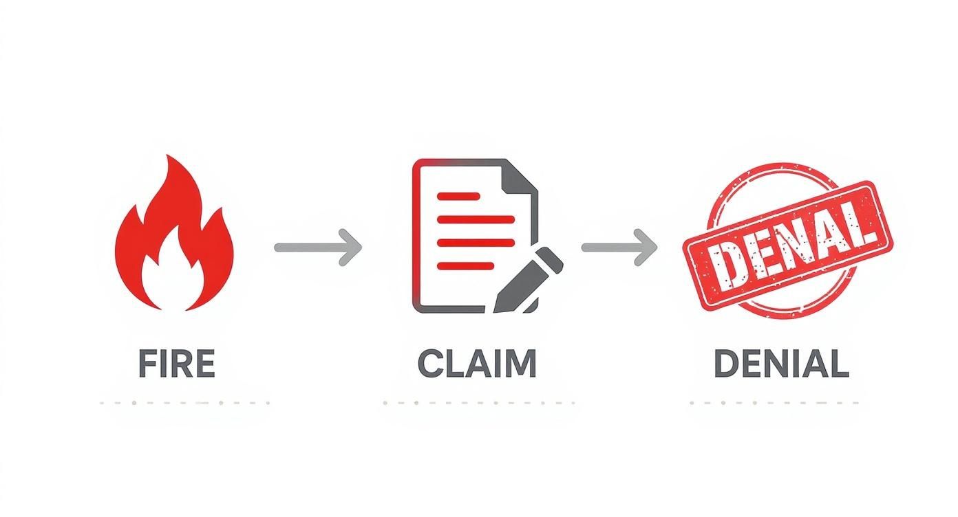 Infographic about a denied smoke damage insurance claim
