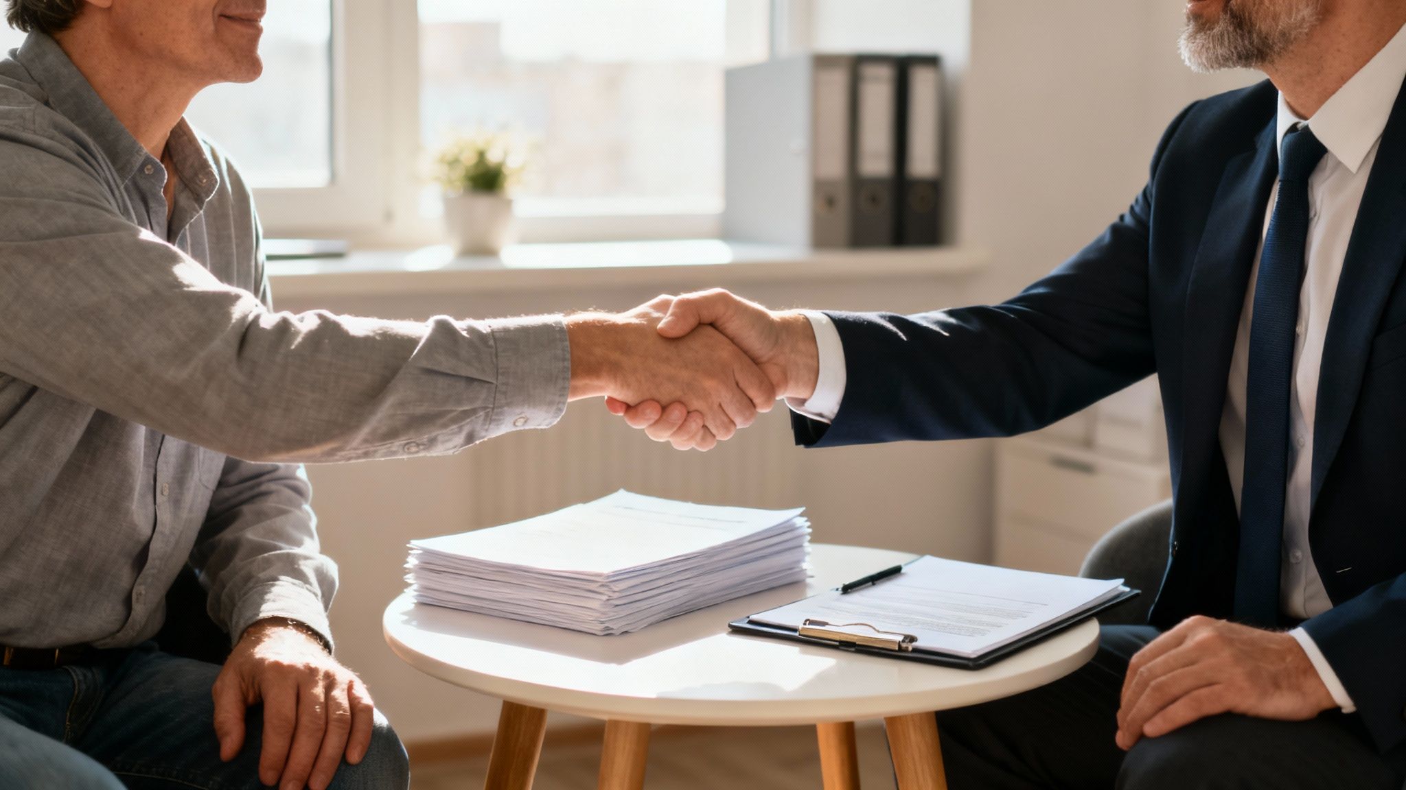 insurance claim denied what to do business handshake