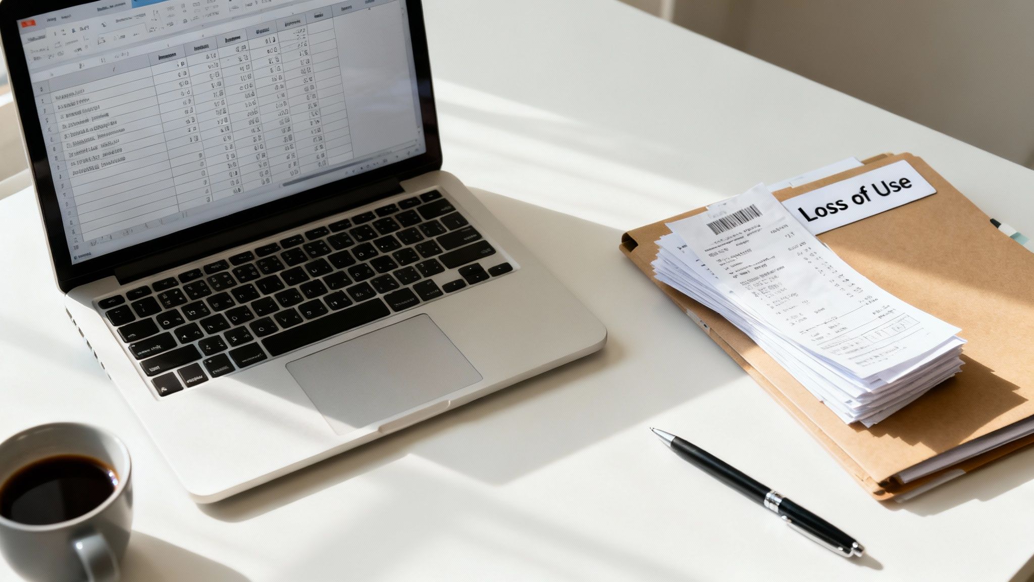 A spreadsheet example for tracking expenses when you need to know what is loss of use coverage