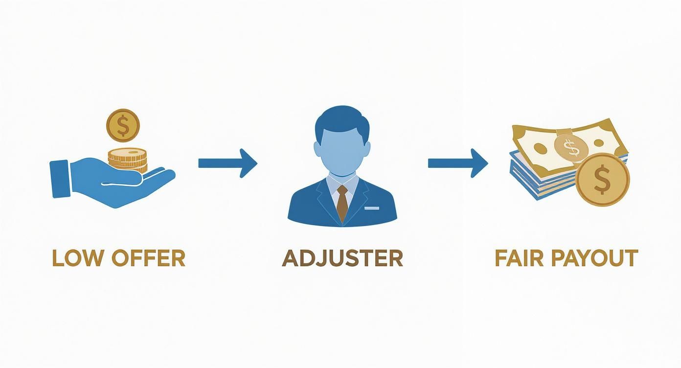 Infographic about public adjuster vs insurance adjuster