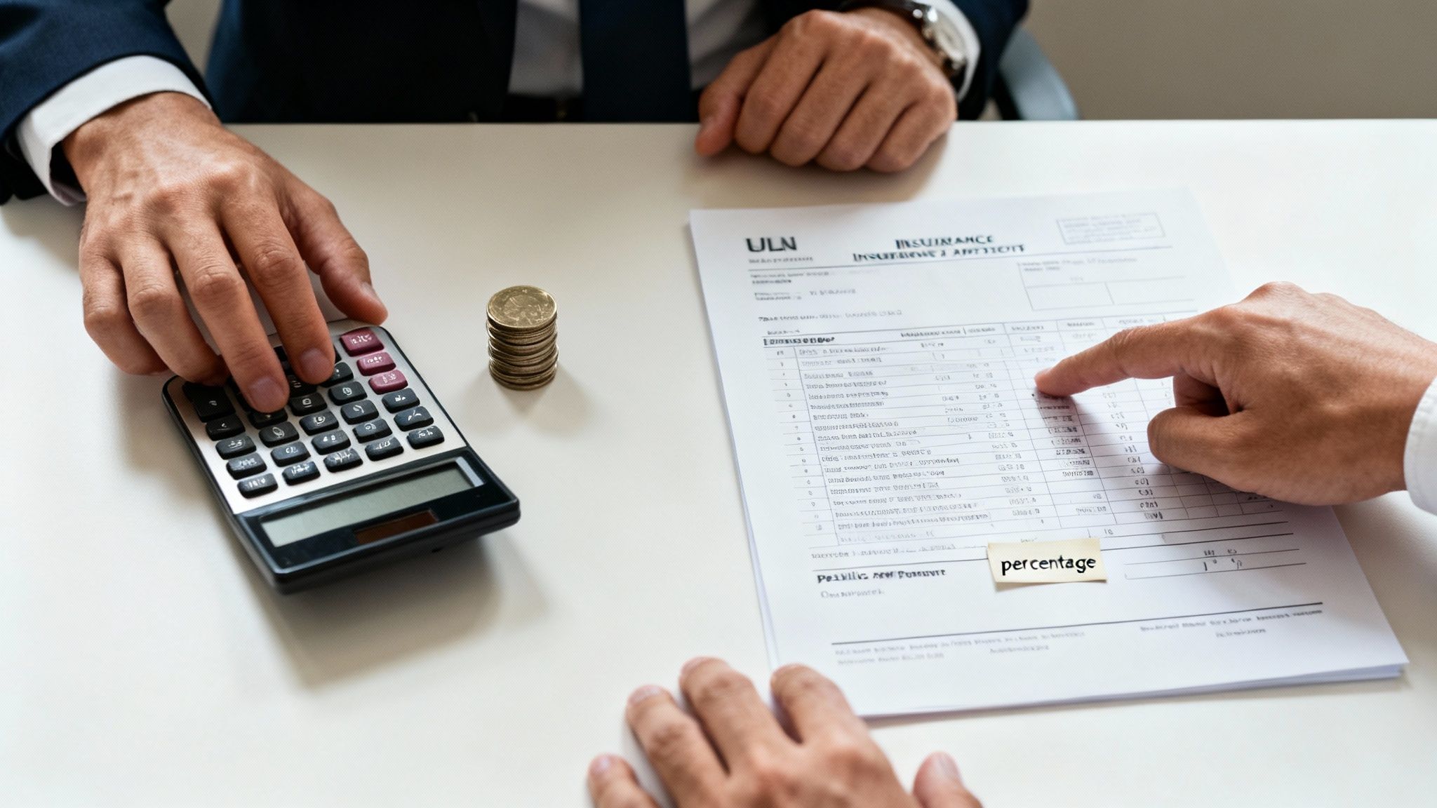 A magnifying glass focusing on a dollar sign, representing the financial motivations in an insurance claim. public adjuster vs insurance adjuster