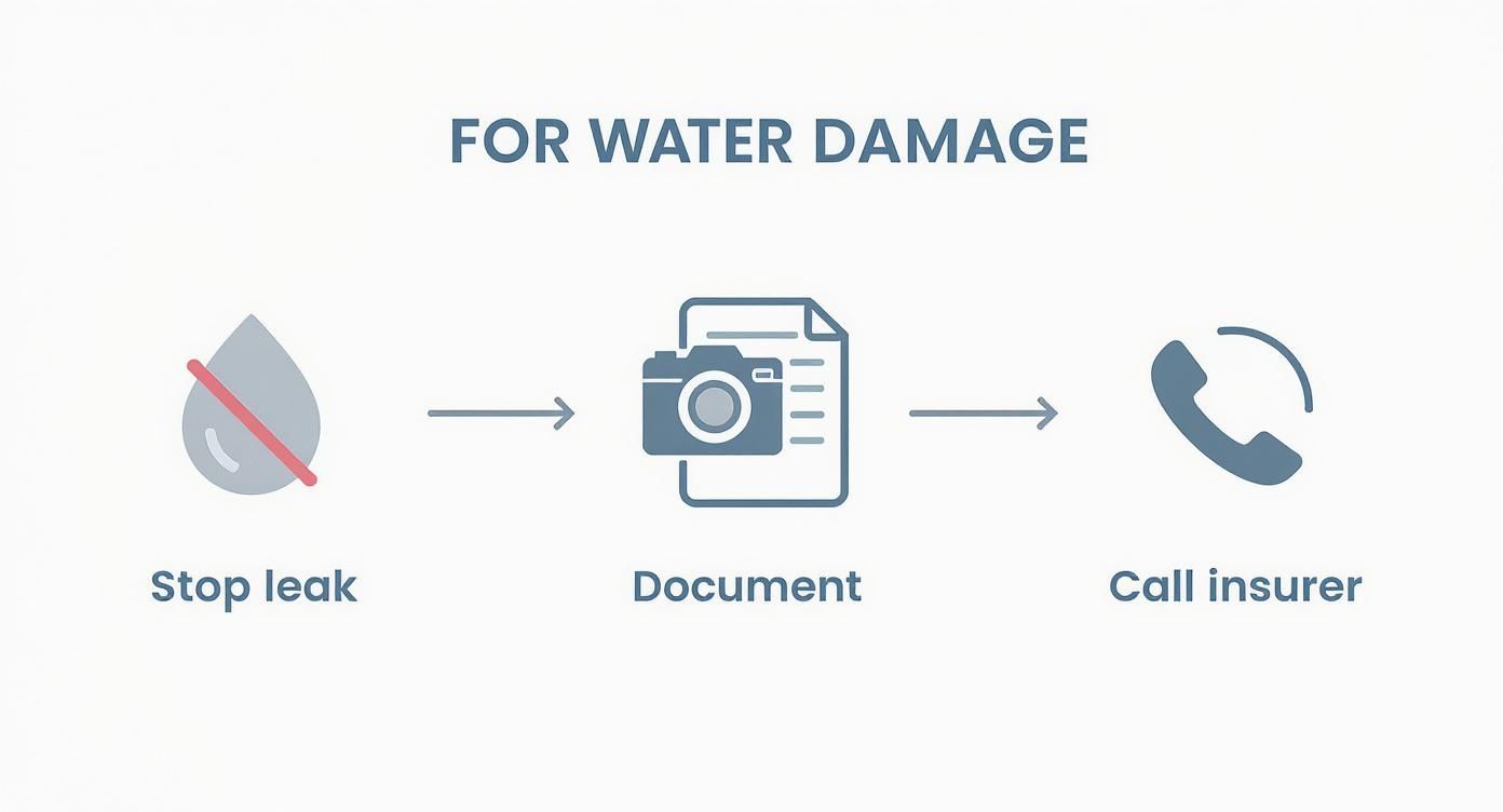 Infographic about how to file an insurance claim for water damage