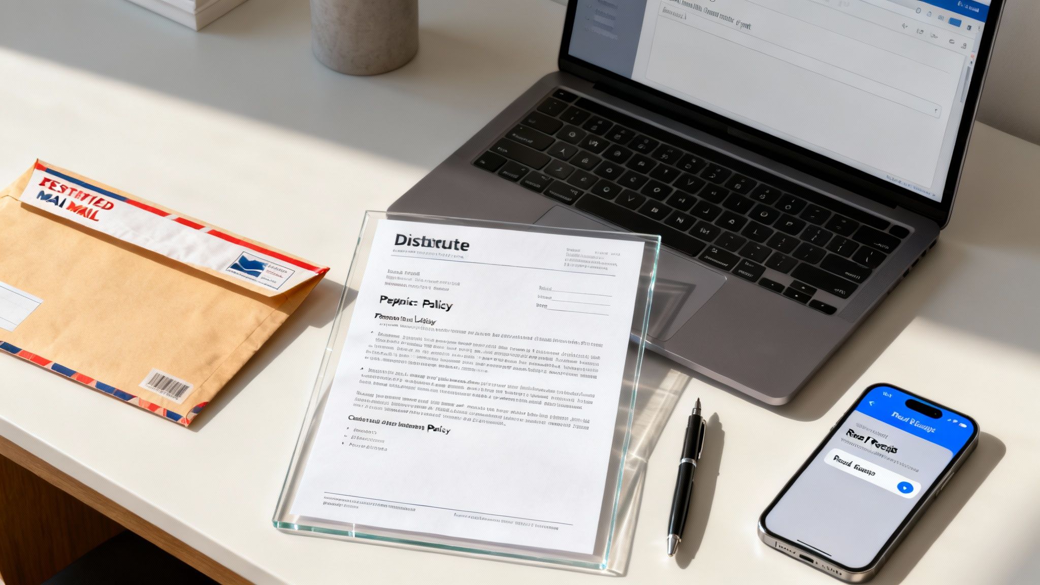 A person writing a formal dispute letter for a hurricane insurance claim.