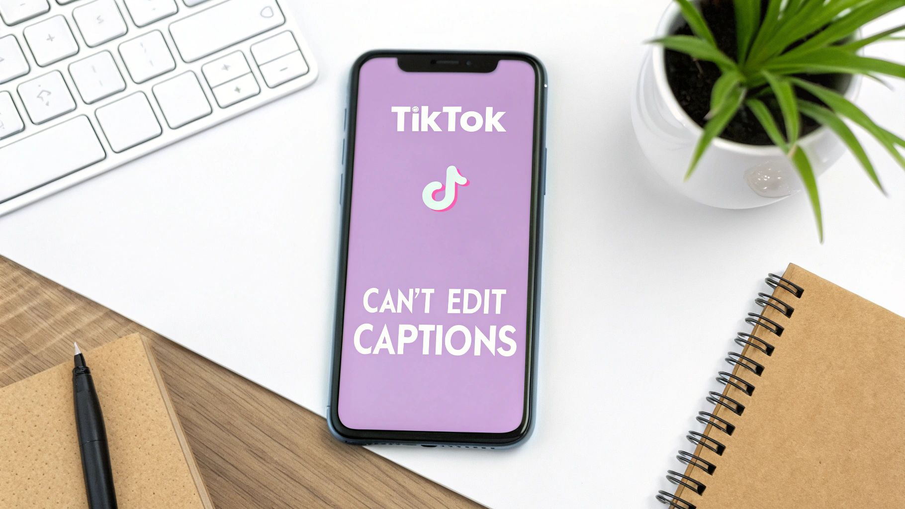 A person editing a video on a smartphone with a frustrated expression, illustrating the challenge of editing TikTok captions after posting.