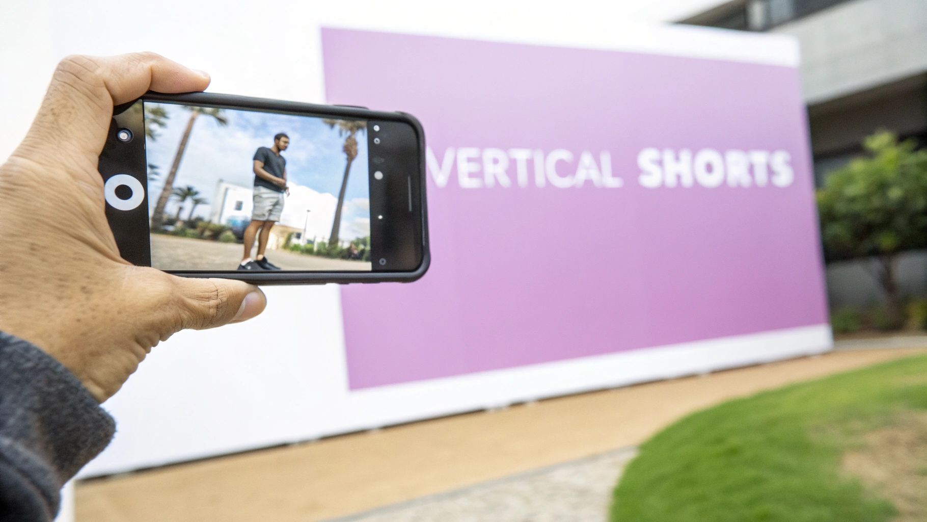 A smartphone displaying the YouTube Shorts interface, showing the distinctive vertical video format.