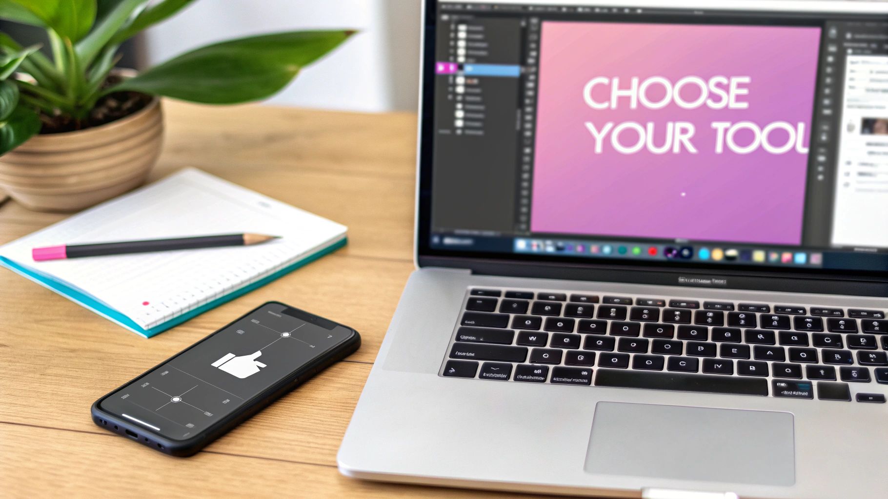 A person using a laptop with video editing software open on the screen